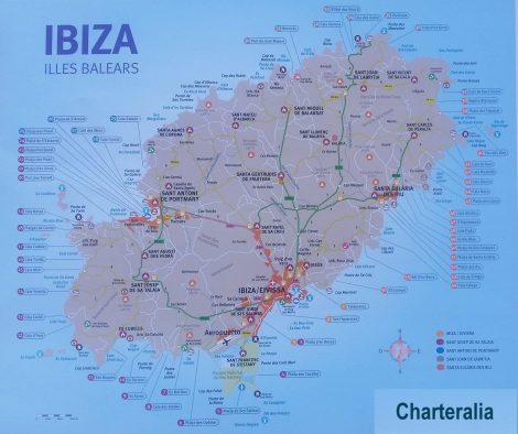 Karte der Strände auf Ibiza