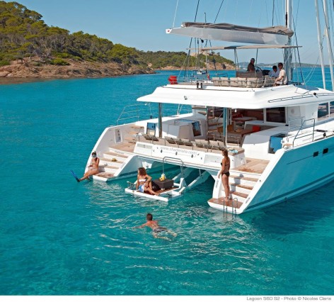 large side space on luxury catamaran for hire in ibiza