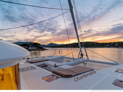 sunset from catamaran in formentera
