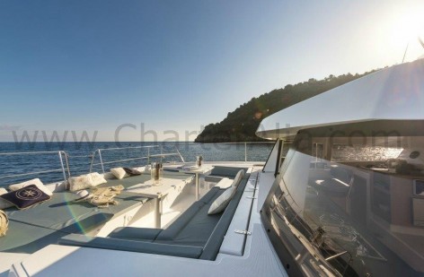 Sun deck on 43 Bali boat rentals in Ibiza and Formentera