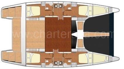 Floor plans of Cat 52 yacht charter in Balearic Islands