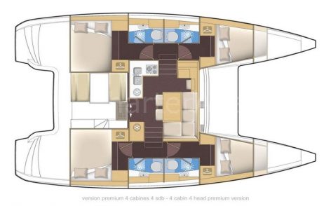 Floor plans of Lagoon 39 boat for rent in Eivissa