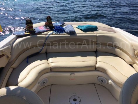 Aft seating on Sea Ray 230 speed boat for charter in Ibiza