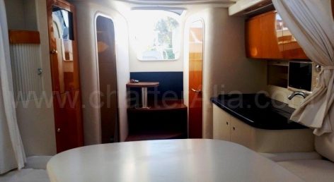 Galley on board the 39 Endurance power yacht available for rent in the Balearic Islands
