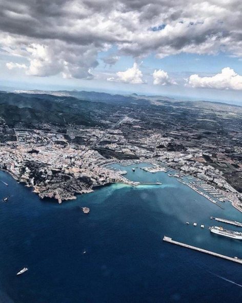 Aerial image of the ports of Ibiza