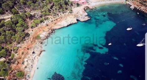 Aerial view of Cala Salada and Cala Saladeta