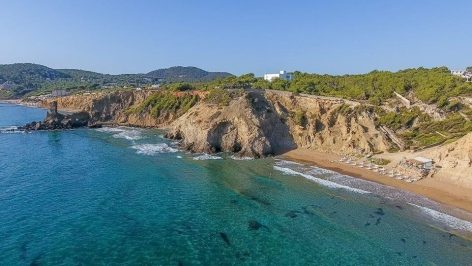 Aerial view of Aguas Blancas beach in Ibiza
