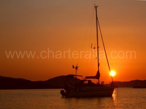 tramonto barca a vela Ibiza