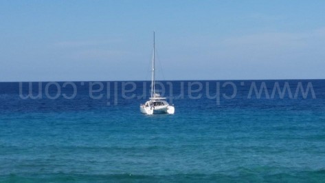Catamaran anclado en Cala Conta Ibiza