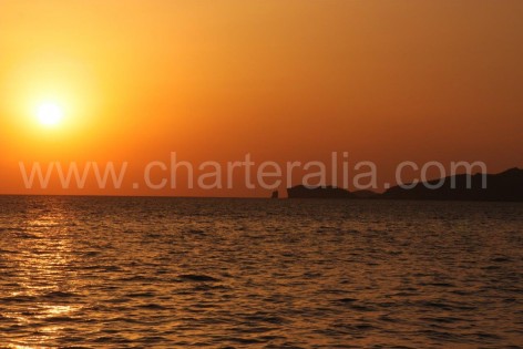 Sunset from catamaran at Cafe del Mar San Antonio Ibiza