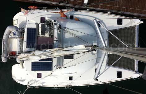 picture of the catamaran from the mast