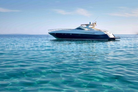 Motor yacht anchored at Ibiza
