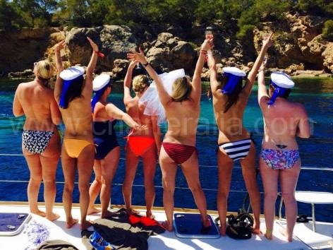 Hen party on a catamaran in Ibiza