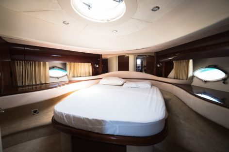 Main cabin on the yacht Princess V65 for rent in Ibiza