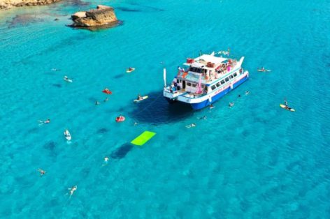 Private Glass Bottom Boat for Large Groups up to 150 people in San Antonio Ibiza