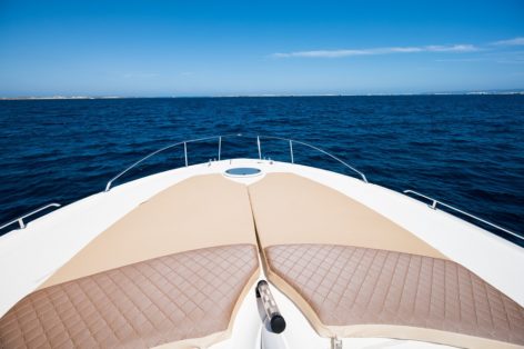 Bow double mattress on motor boats for hire in Ibiza and Formentera