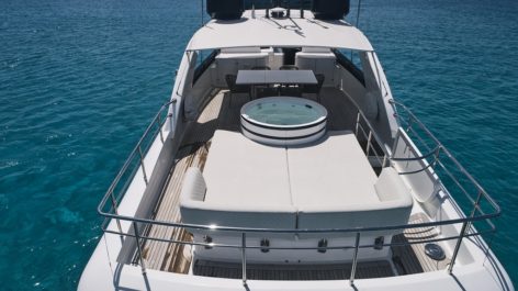 Maiora 99 mega yacht for hire in Ibiza with jacuzzi and flybridge