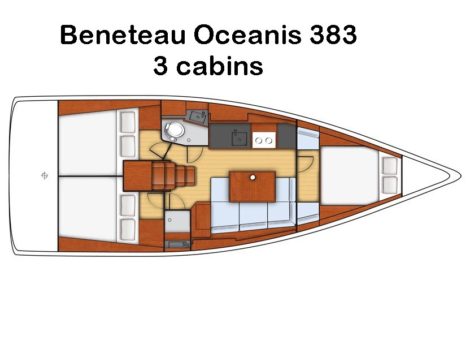Схема расположения паруснои лодки Beneteau Oceanis 383 на Ибице